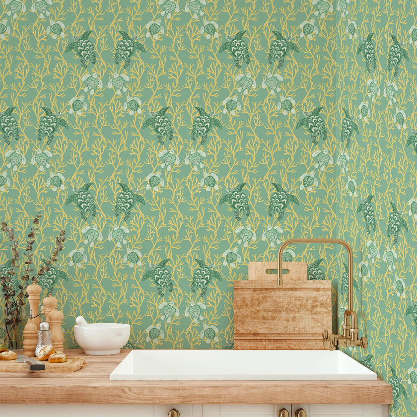 Papier peint KÛRMA coloris Vert d'eau