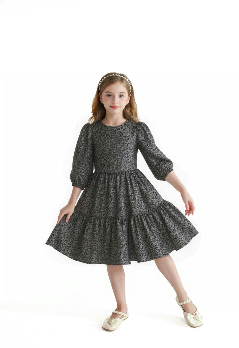 Black Tiered Floral Dress