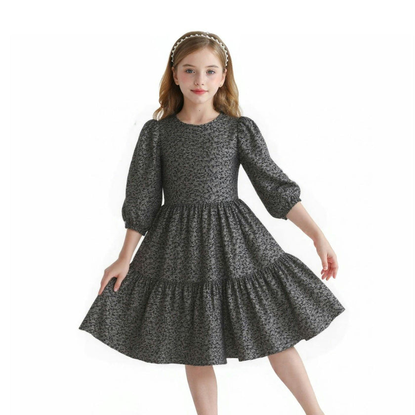 Black Tiered Floral Dress