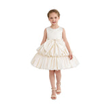 Champagne Marina Satin Tiered Dress