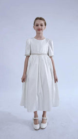 White Vasonette Pearl-Embellished Dress