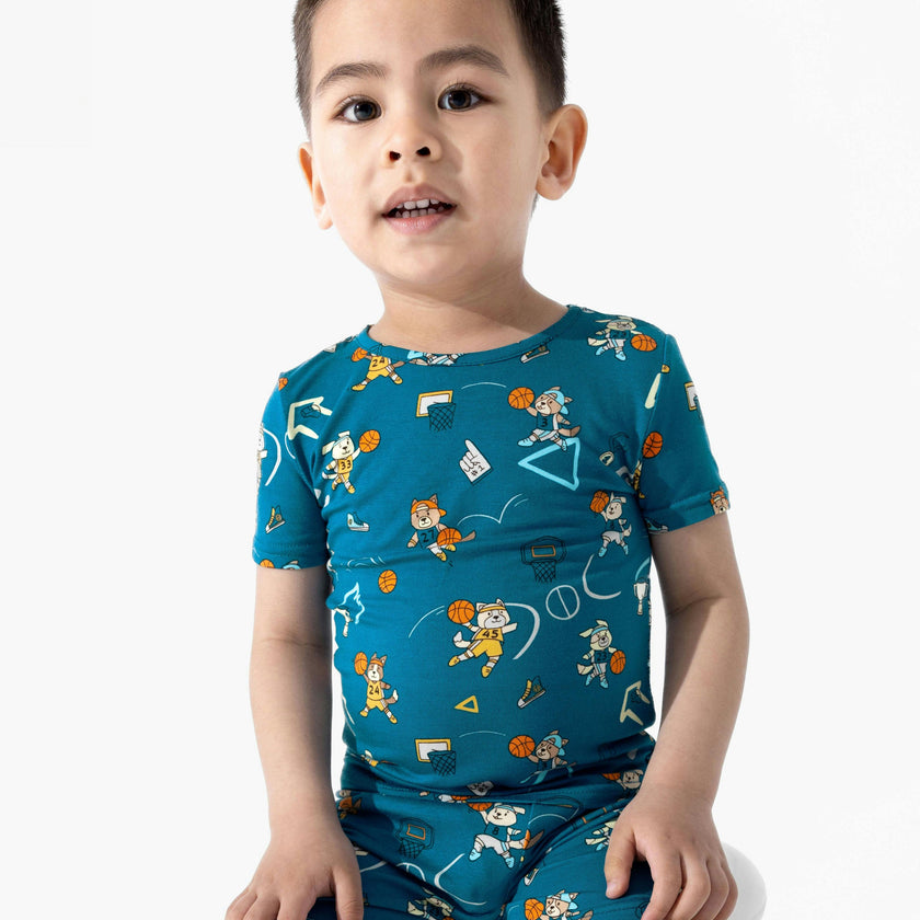 Basketball Pups Bamboo Kids Pajama Short Set