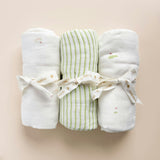 Organic Muslin Swaddle Set - Green