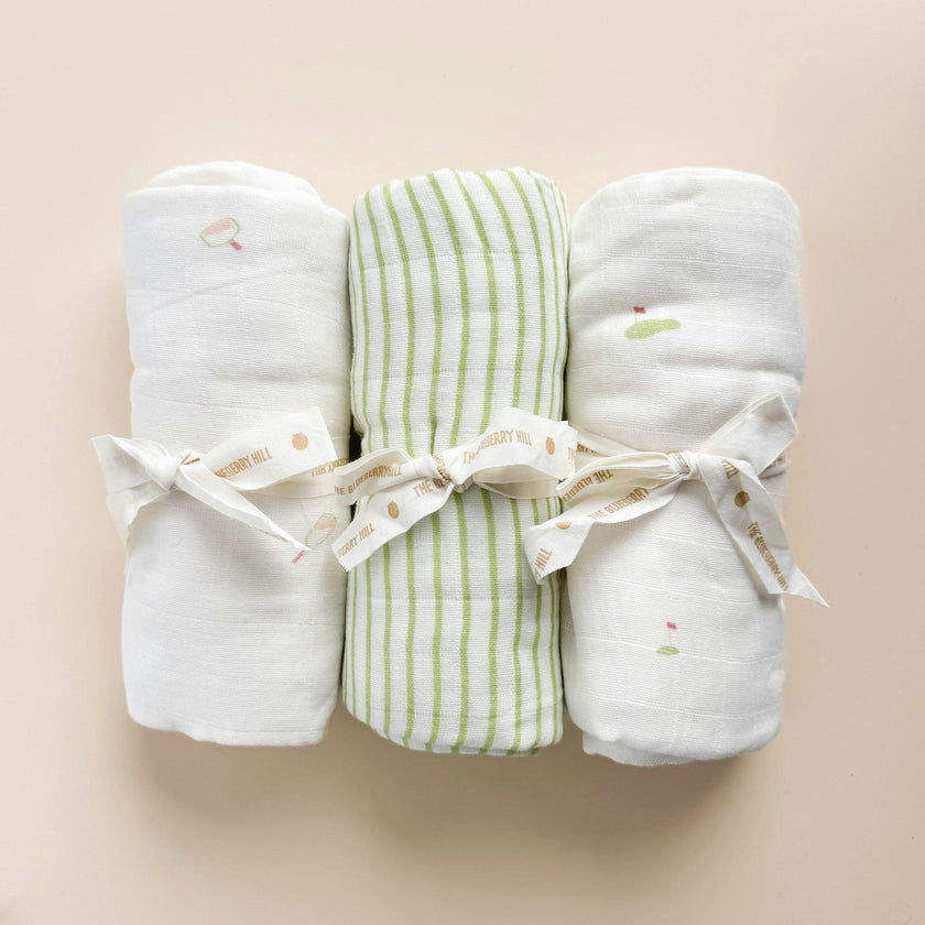 Organic Muslin Swaddle Set - Green