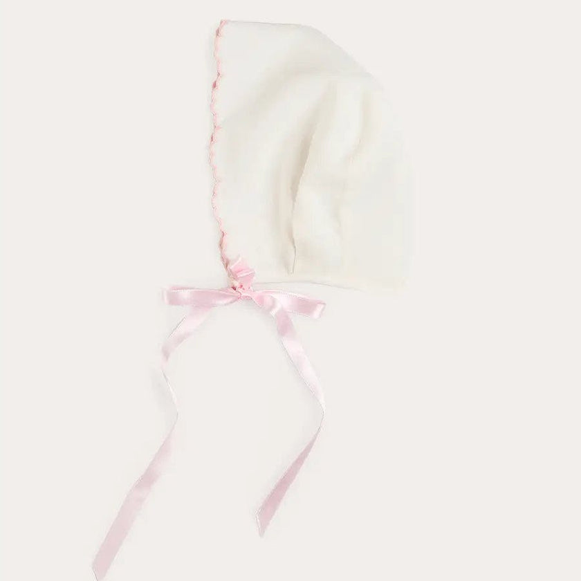 Scallop Edge Embroidered Bonnet in Pink (XS-M)