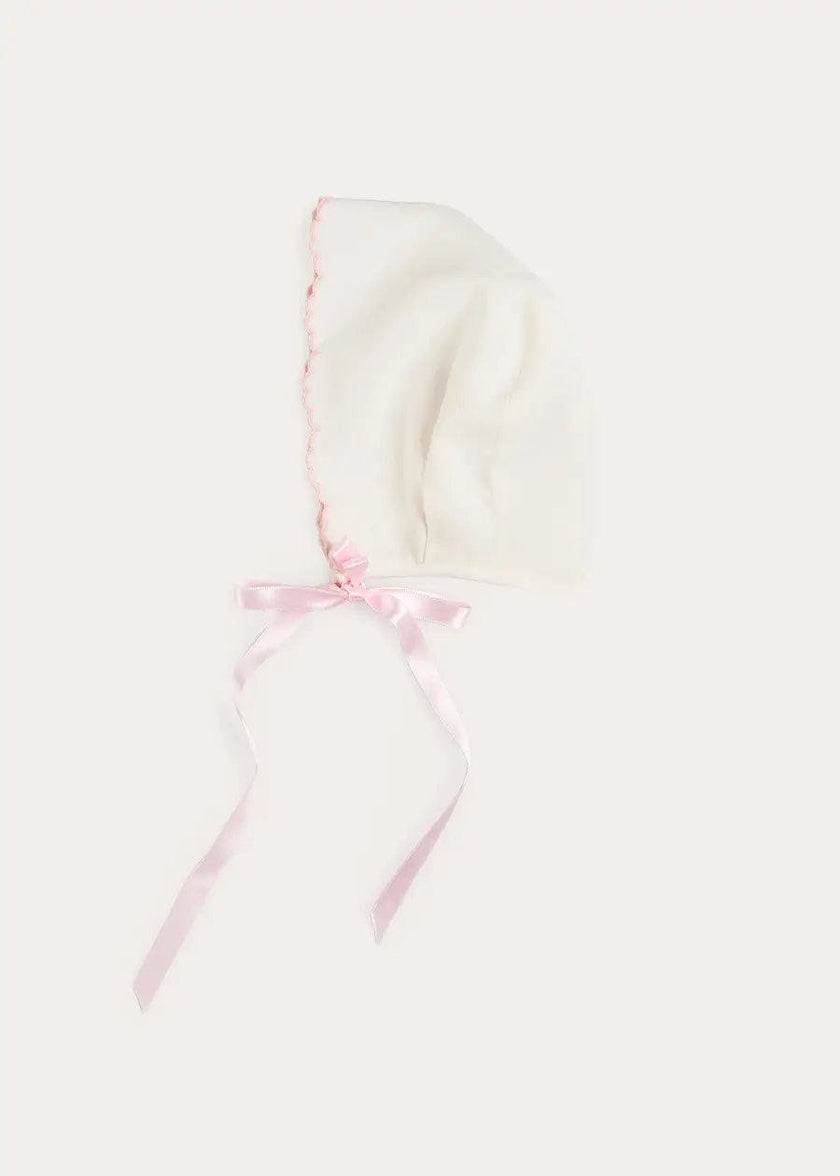 Scallop Edge Embroidered Bonnet in Pink (XS-M)
