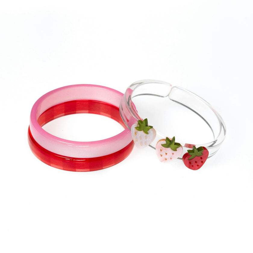 Strawberry Pink Shades Checkered Bangles -VAL