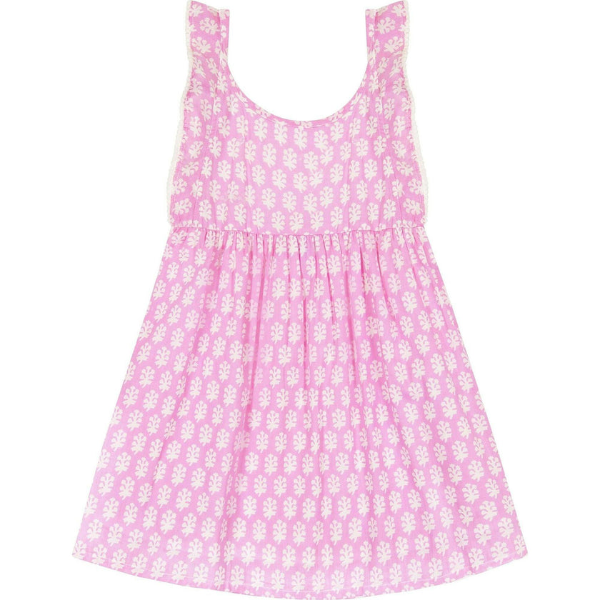Daphne Booti Print Flutter Sleeve Dress, Pink
