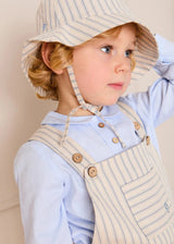 Percy Stripe Insignia Pocket Detail Dungarees in Blue (18mths-4yrs)