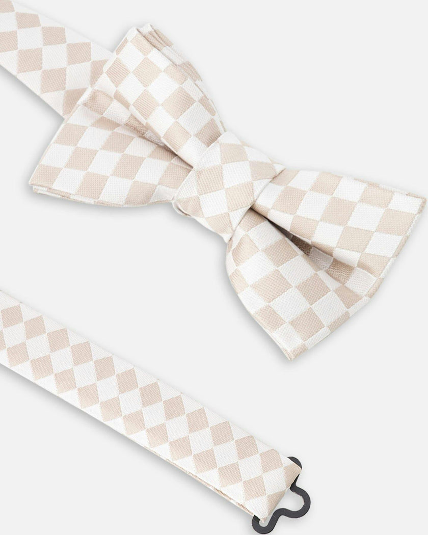 Bow Tie White And Sand Check