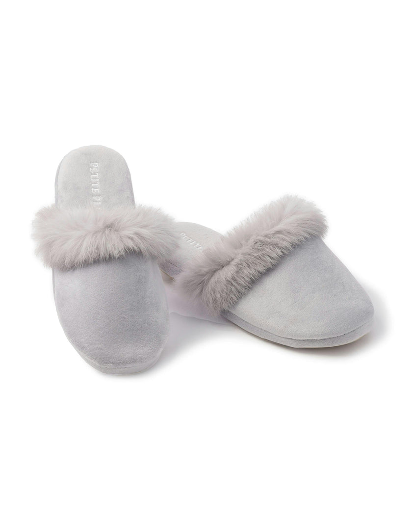 Women's Faux Fur Trim Slipper in Grey