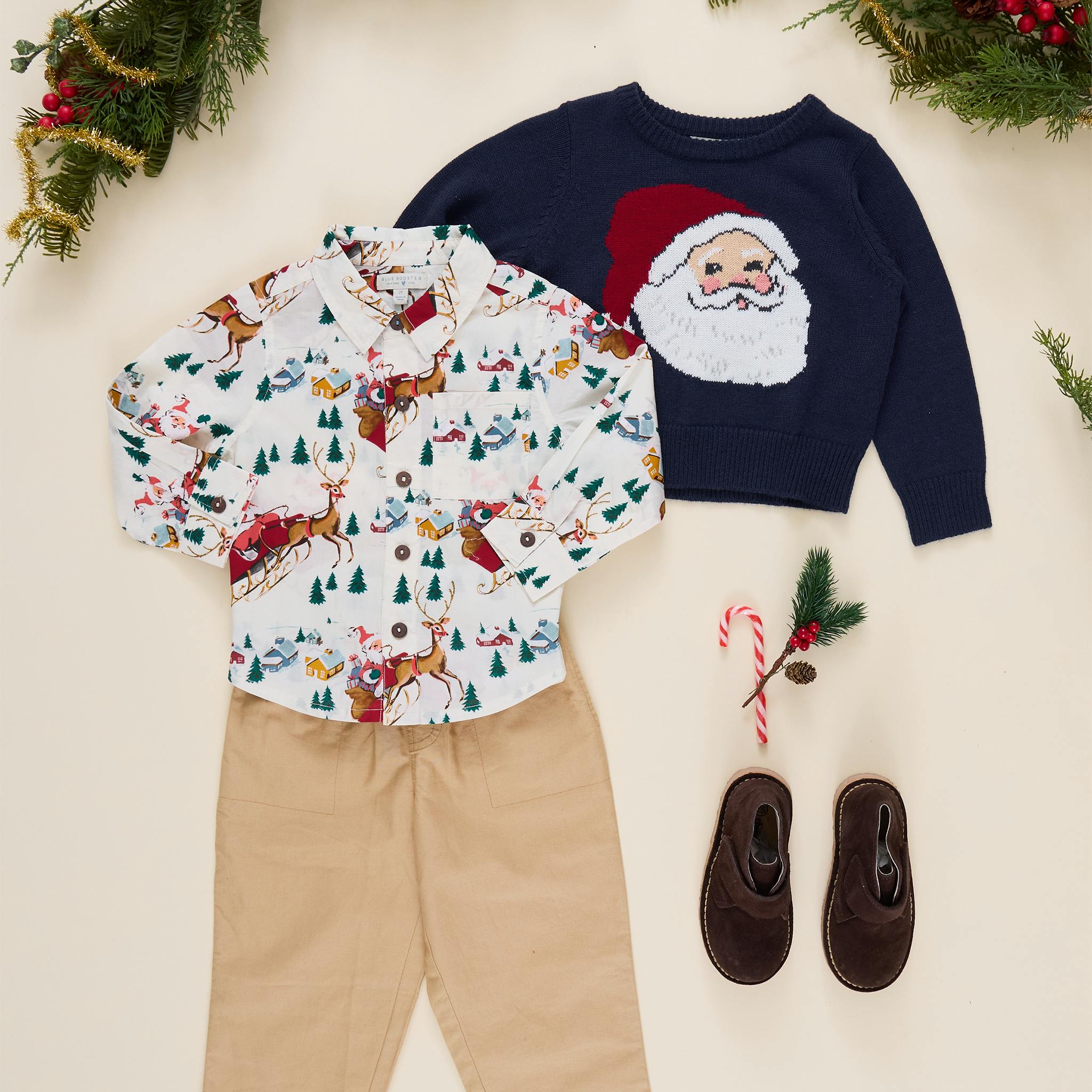Boys Oliver Sweater - Navy Santa