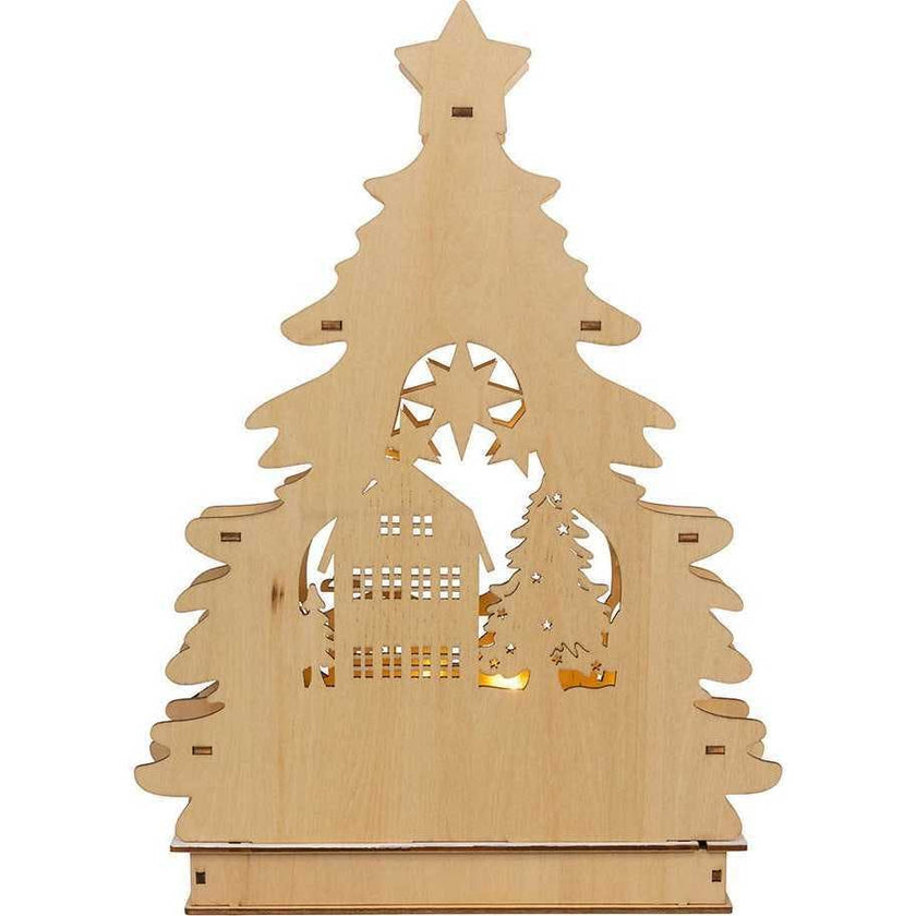 13-Inch Battery Operated LED Lighted Tree With Village Scene Table Piece