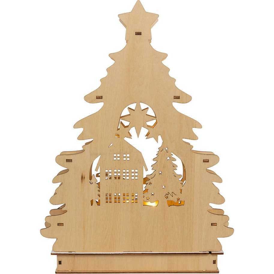13-Inch Battery Operated LED Lighted Tree With Village Scene Table Piece