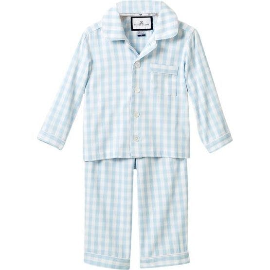 Kid's Twill Pajama Set in Light Blue Gingham