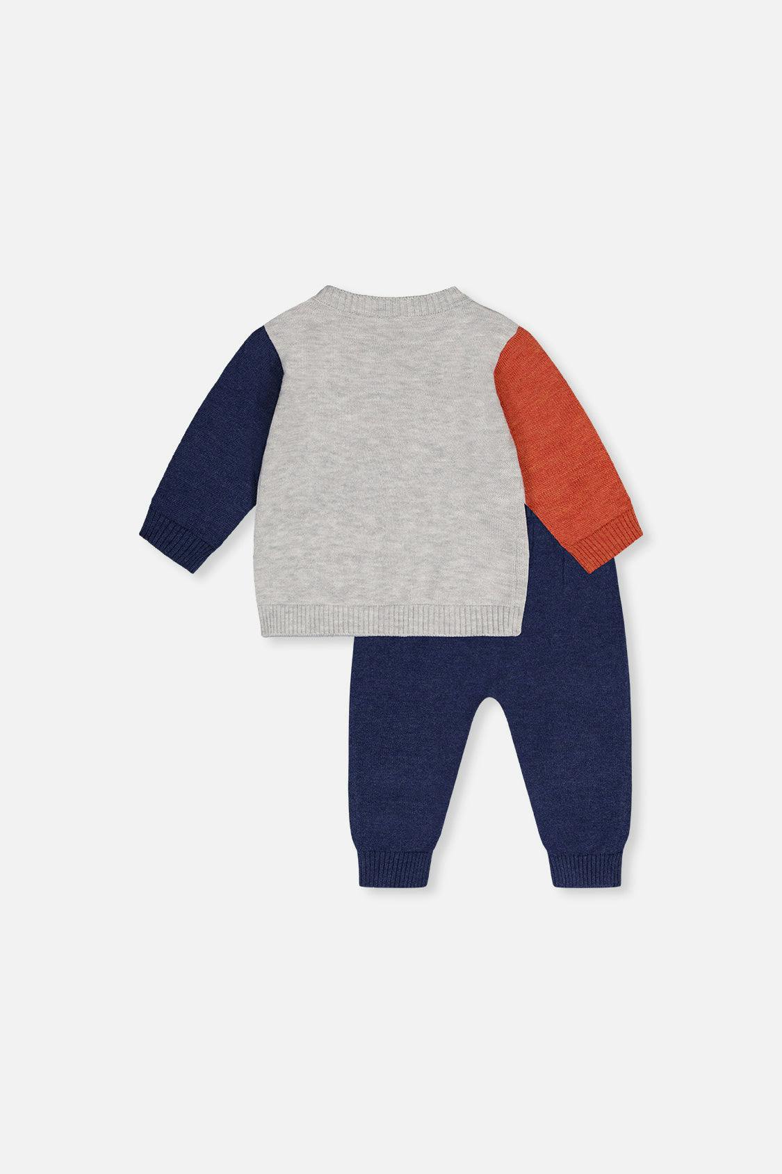 Knitted Top and Pants Set Blue and Orange