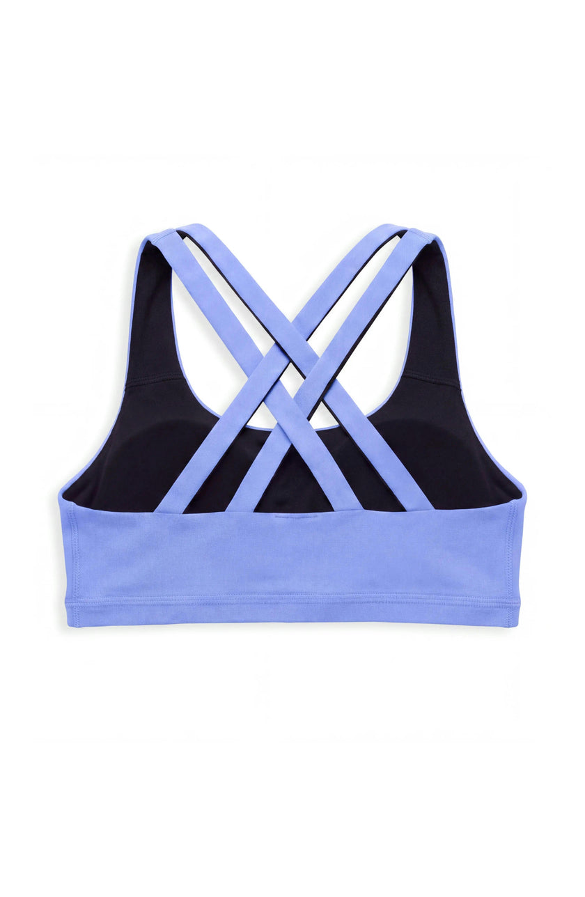 Petal- Double Strap Reversible Sports Bra - Perwinkle/Black