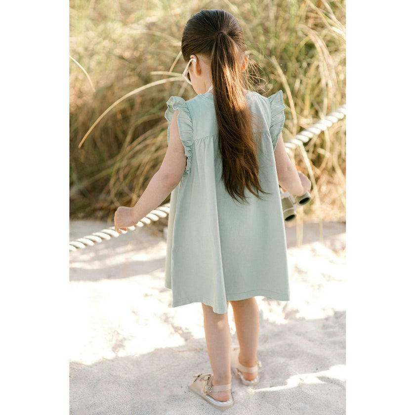 Garment Dye Ruffle Dress, Blue