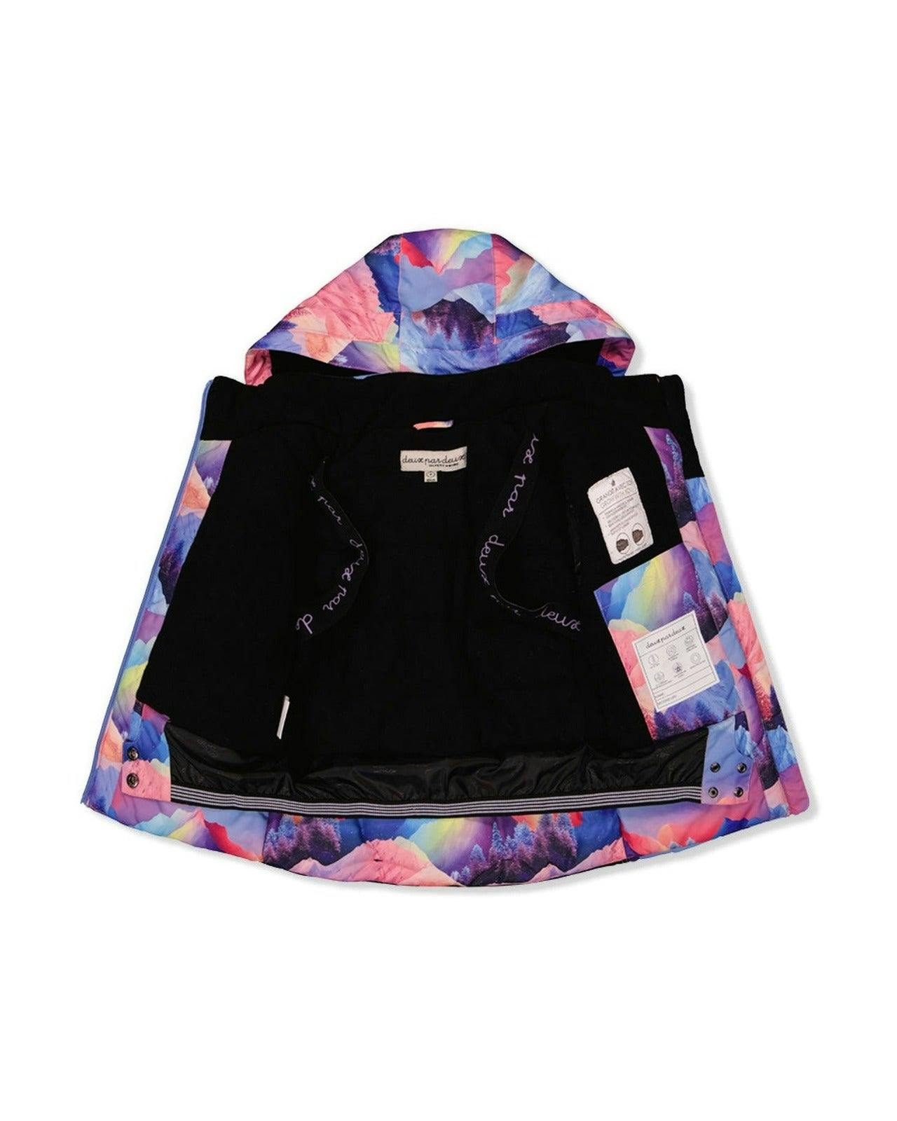 Two Piece Play Snowsuit Pink Mountain Print With Blue Pants