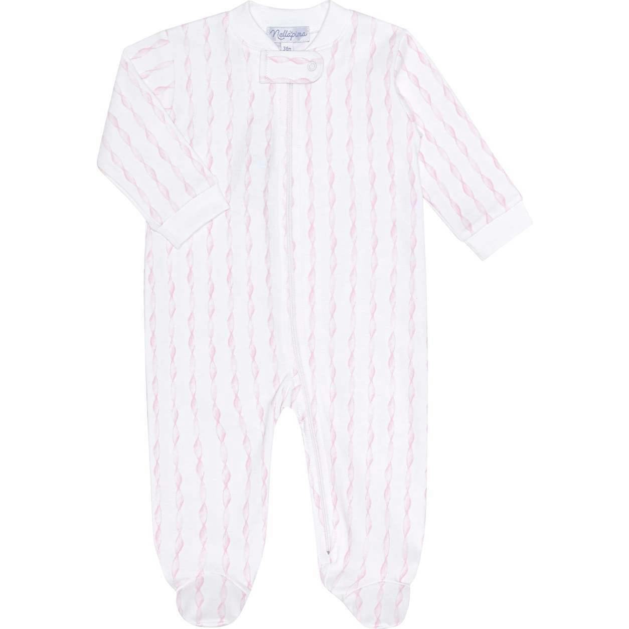 Pink Twirls Zipper Footie
