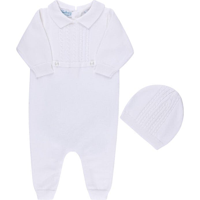 Cable Knit Longall with Hat Blue