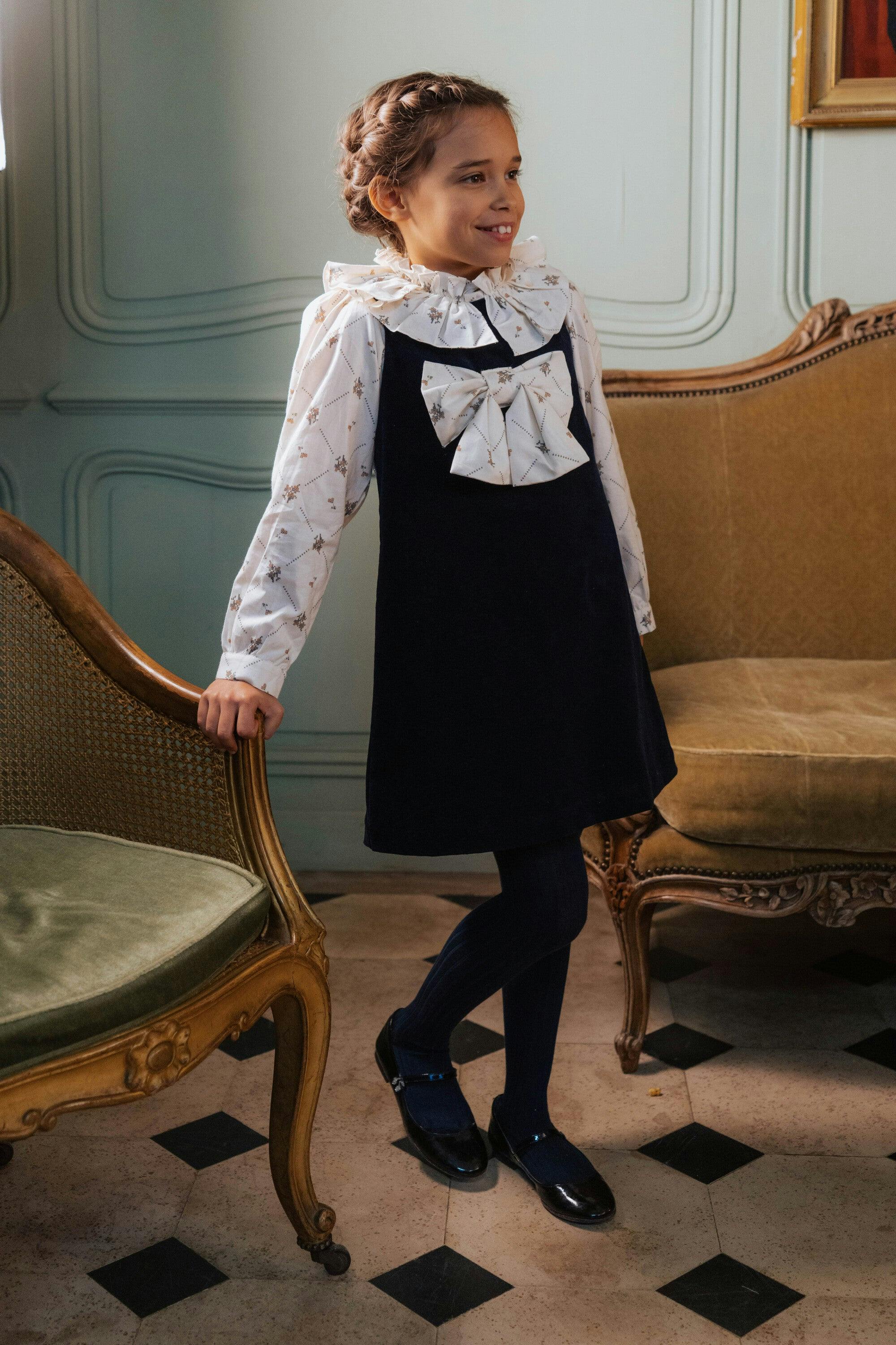 Malice Velvet Dress for Girls with a Bow
