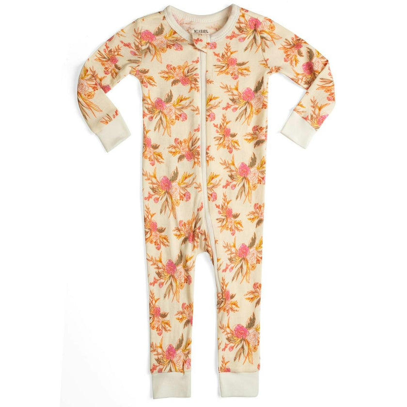 Vintage Floral Organic Cotton Zipper Pajama