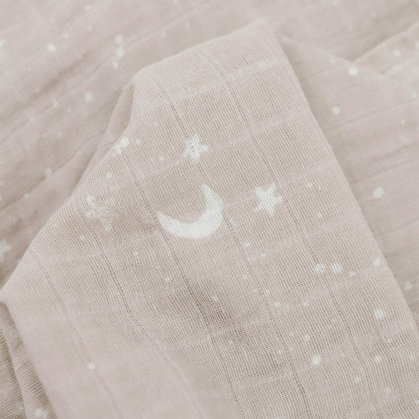 Organic Cotton Muslin Swaddle Blanket - Moon Dust