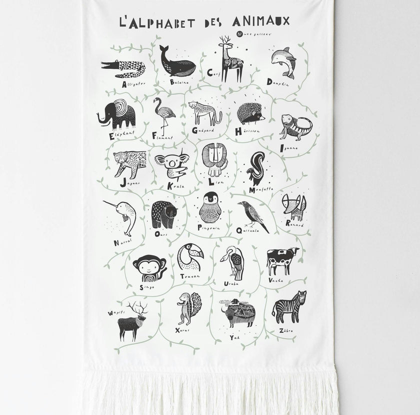 Animal Alphabet Printed Tapestry