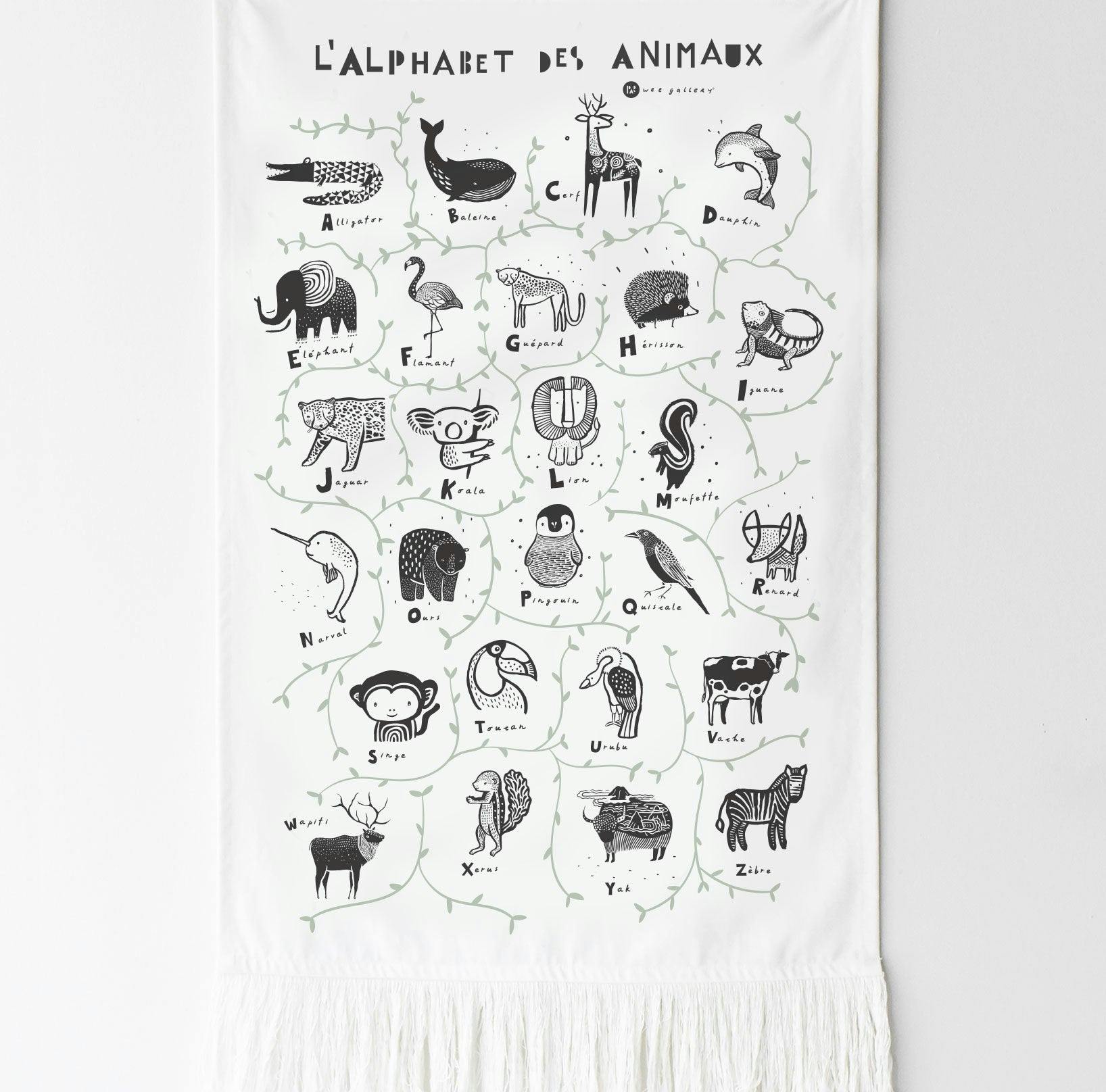 Animal Alphabet Printed Tapestry