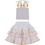Louisa Smocked Stripe Top And Skirt Set, Stripes