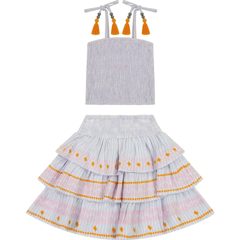 Louisa Smocked Stripe Top And Skirt Set, Stripes
