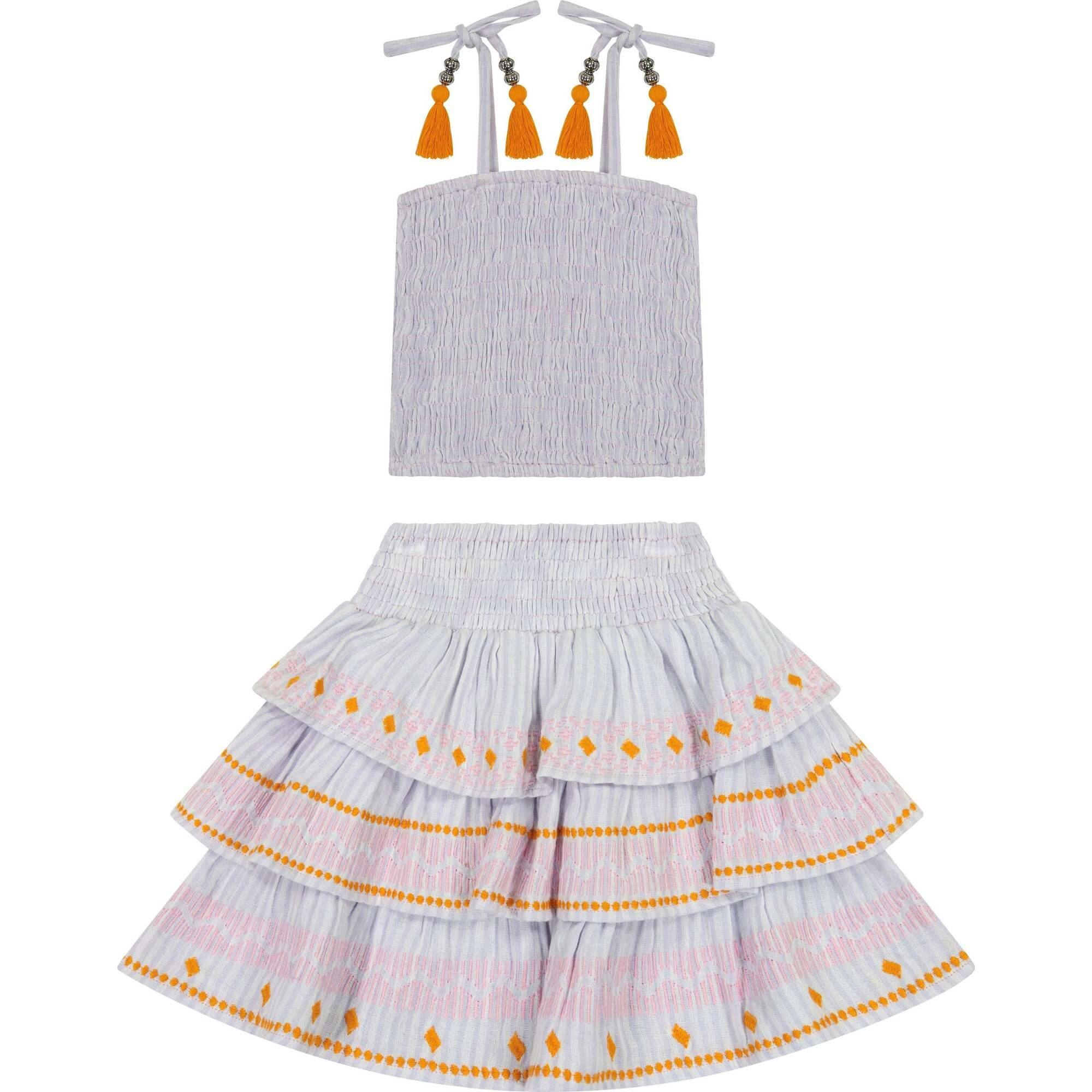 Louisa Smocked Stripe Top And Skirt Set, Stripes