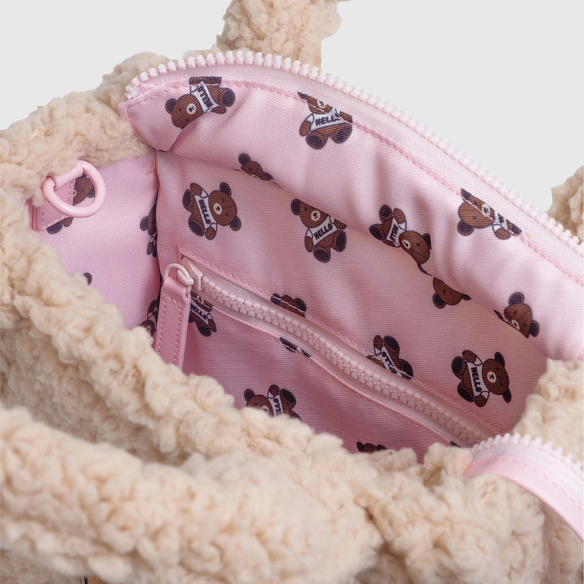 Sherpa Tote Bag – Cozy, Colorful & Convertible with Matching Coin Purse, Teddy Bear