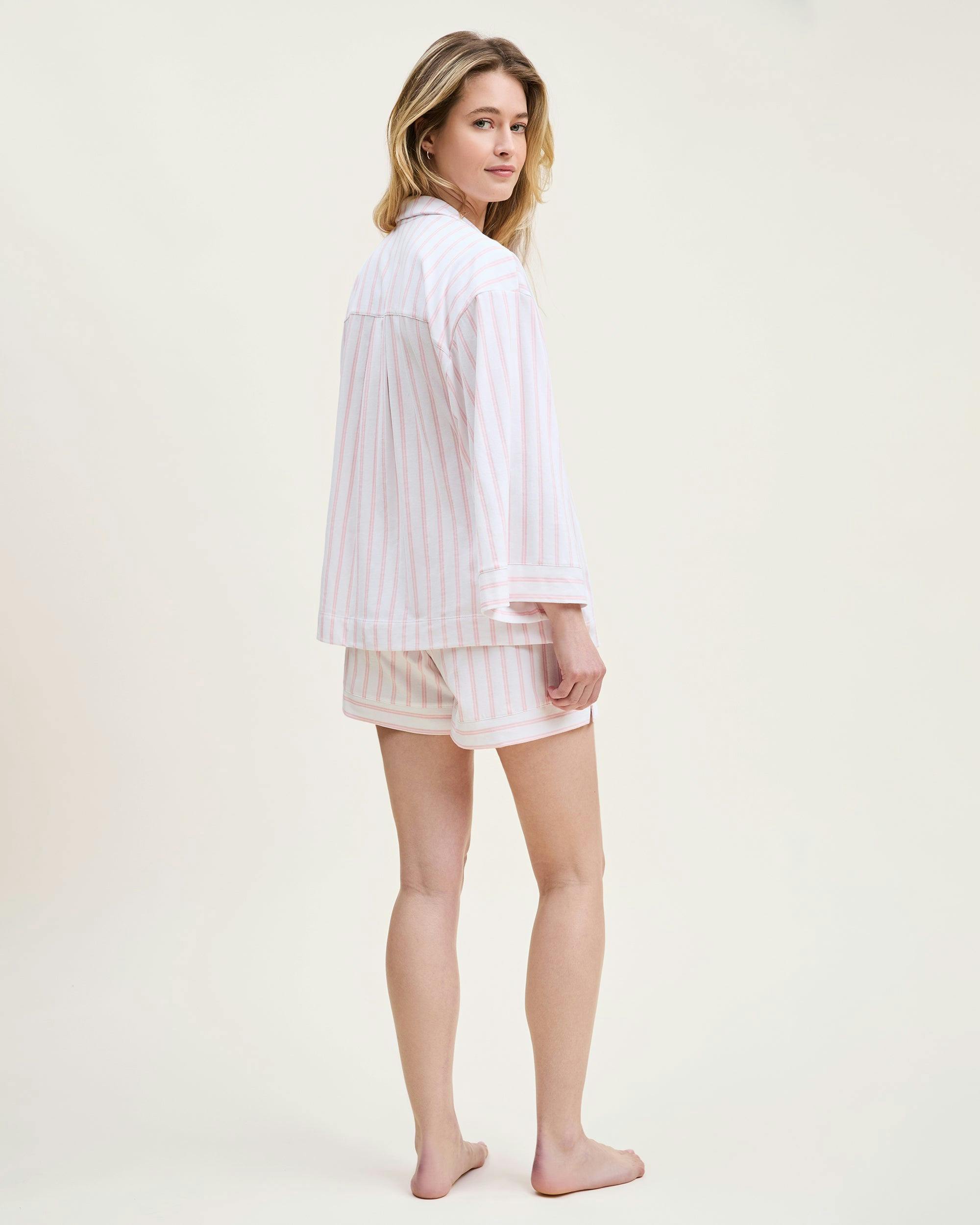 The Olivia Pima Short Set in Pink Stripe