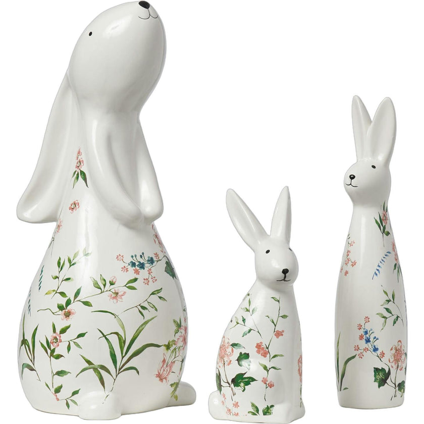 Ivory & Pink Ceramic Bunny Rabbit Figurine Easter Tabletop Home Decor