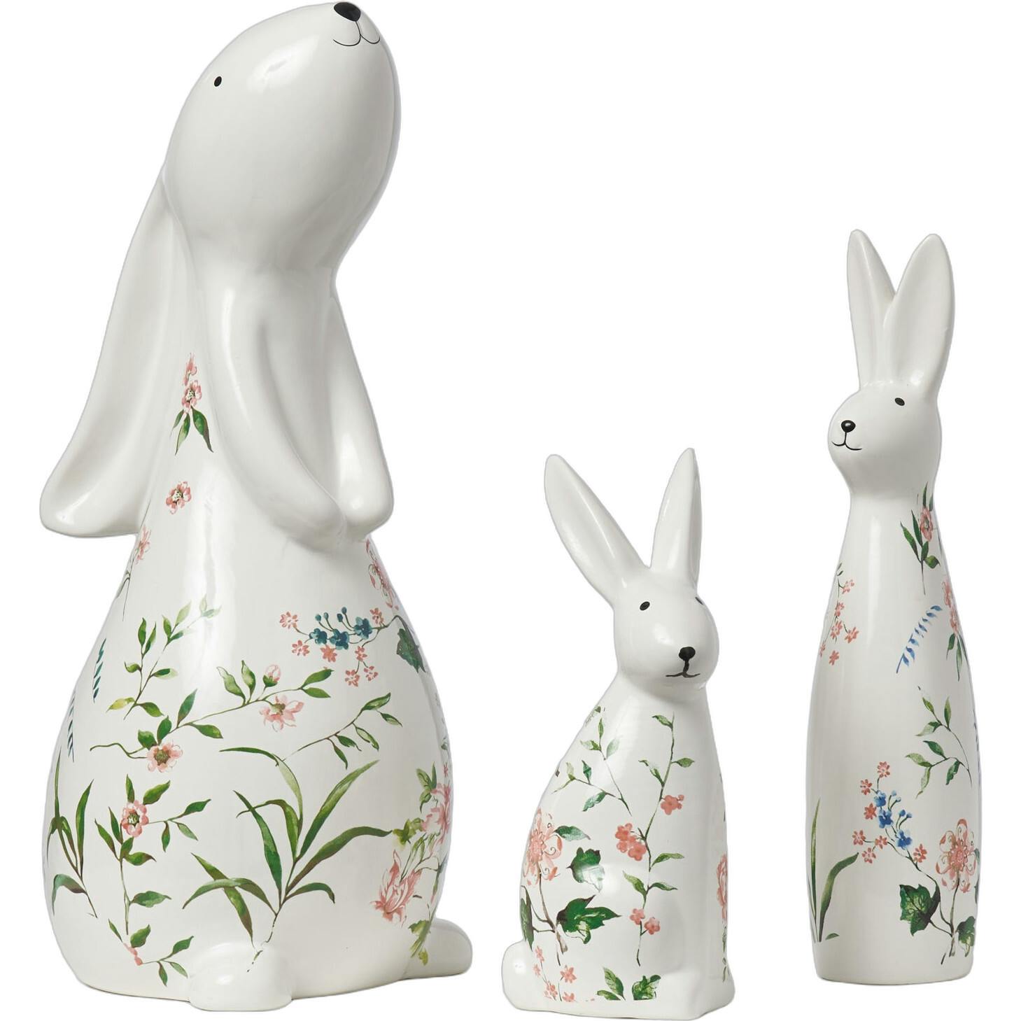 Ivory & Pink Ceramic Bunny Rabbit Figurine Easter Tabletop Home Decor