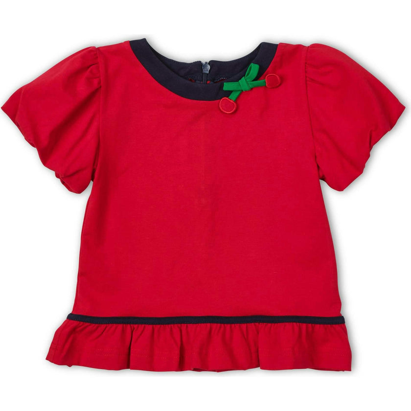 Bubble Sleeve Top With Cherries