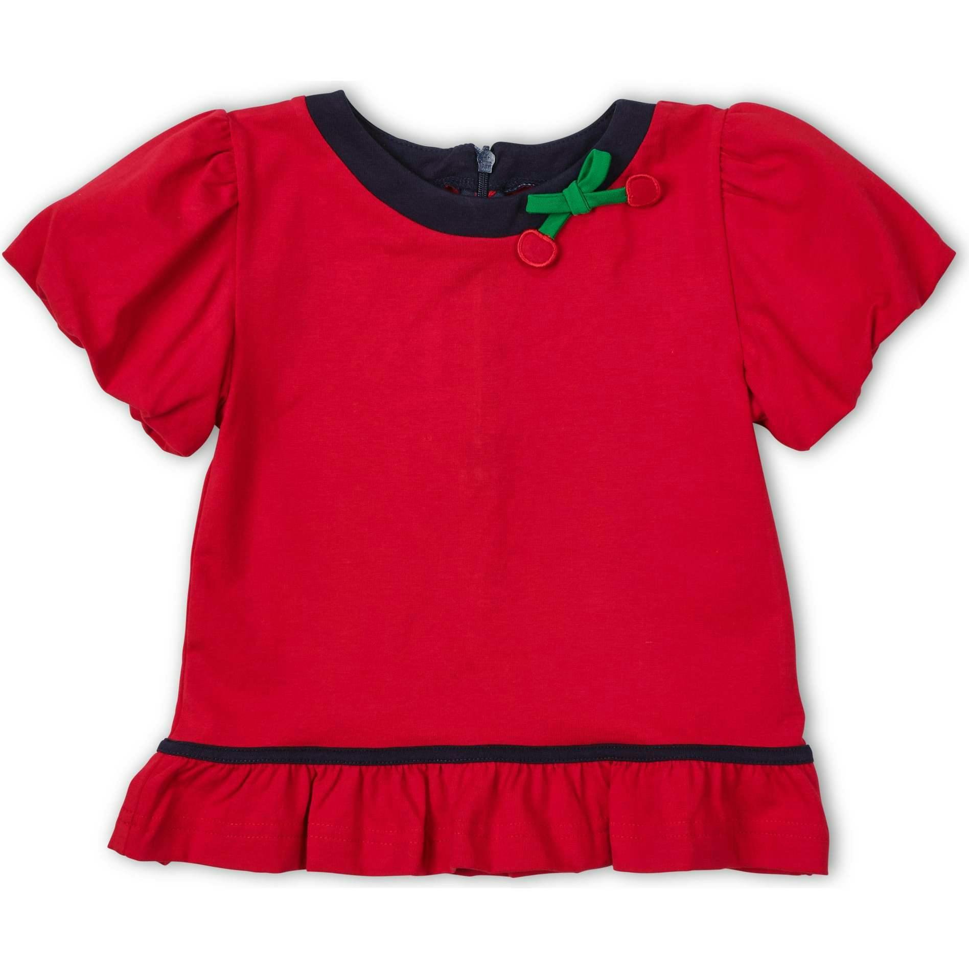 Bubble Sleeve Top With Cherries