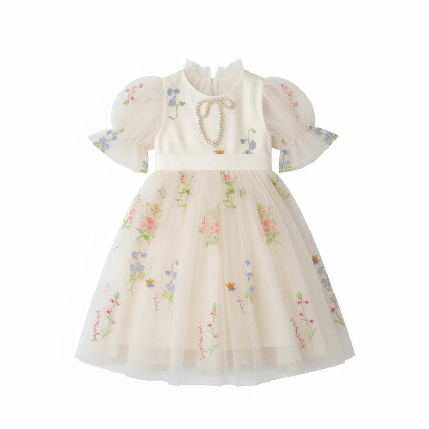 Enchanted Bloom Embroidered Tulle Dress for Girls