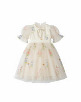 Enchanted Bloom Embroidered Ivory Flower Girl Dress for Girls