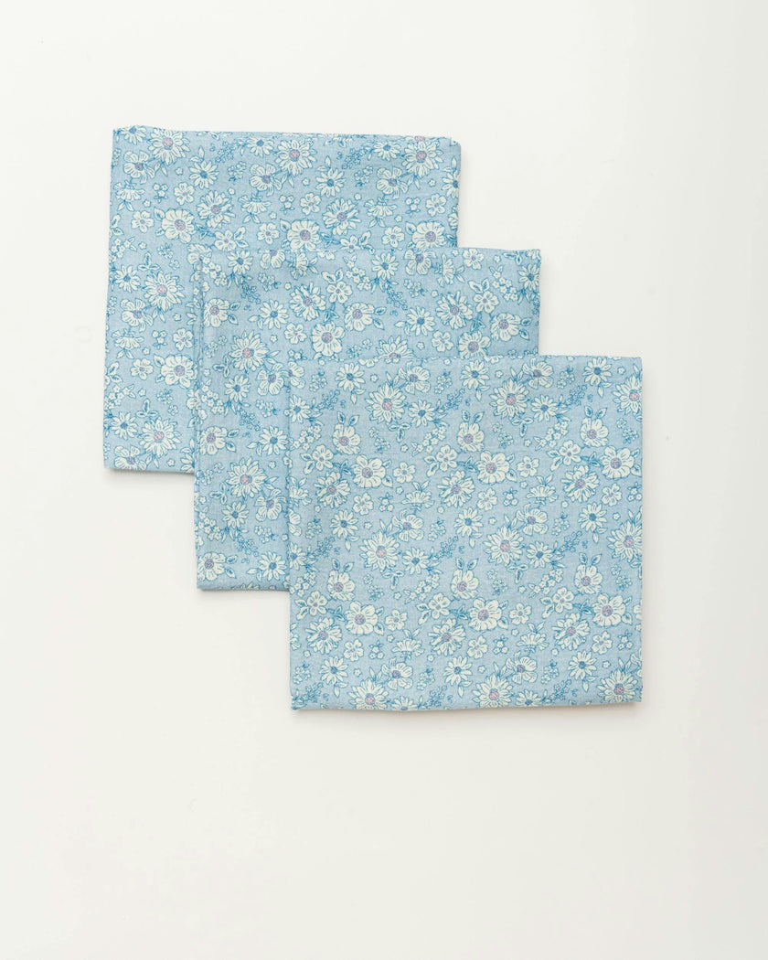 Baby Napkin - Tonal Floral Blue