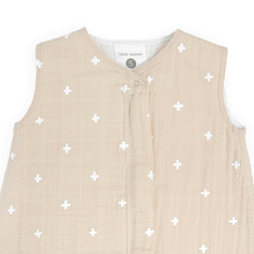Cotton Muslin Sleep Bag - Taupe Cross