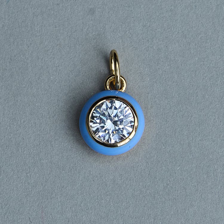 Blue Enamel Bezel Charm