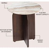 Naomi 18" Rustic Minimalist Marble/Wood X-Base Accent Table