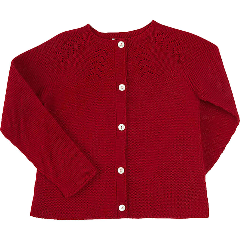 Openwork Cardigan In Burgundy (6mths-10yrs)