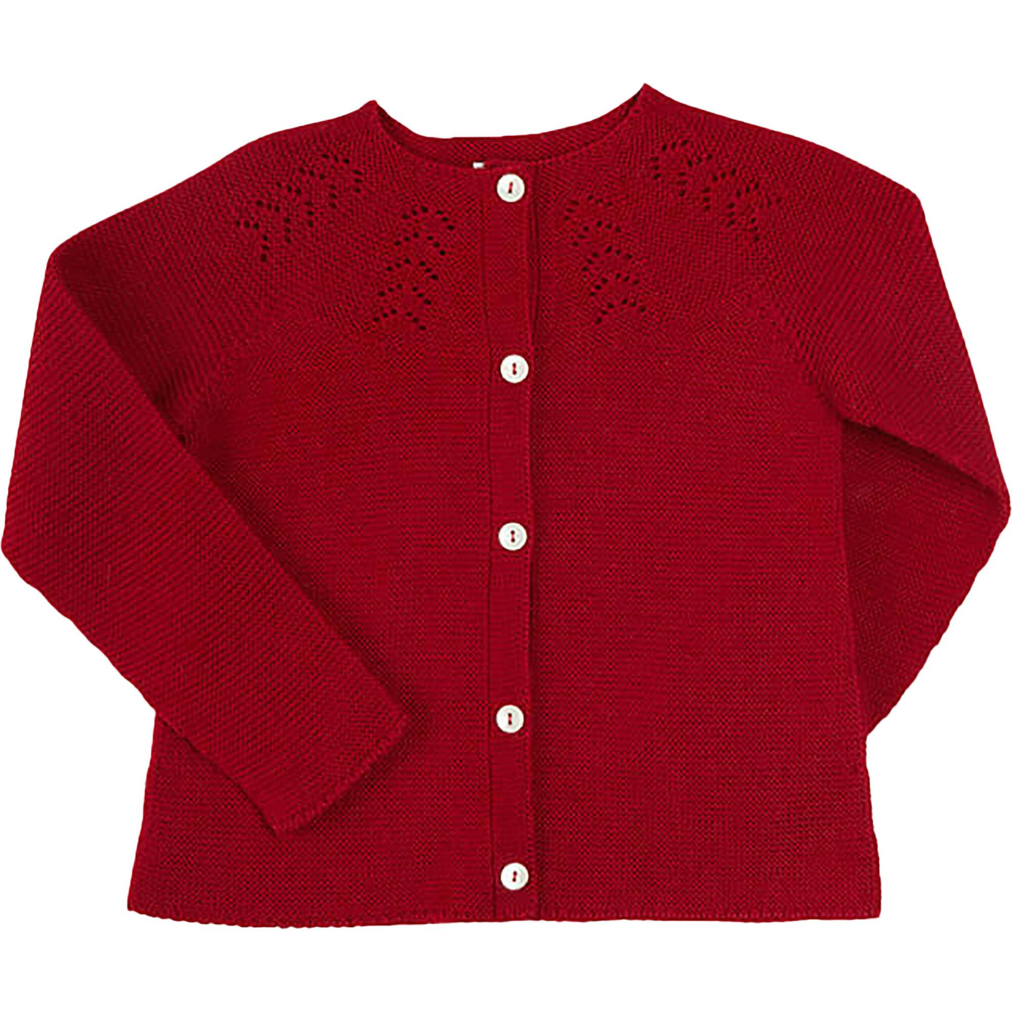 Openwork Cardigan In Burgundy (6mths-10yrs)