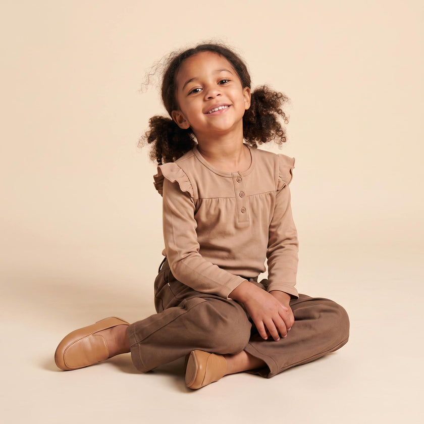 Organic Twill Barrel Pants - Brown