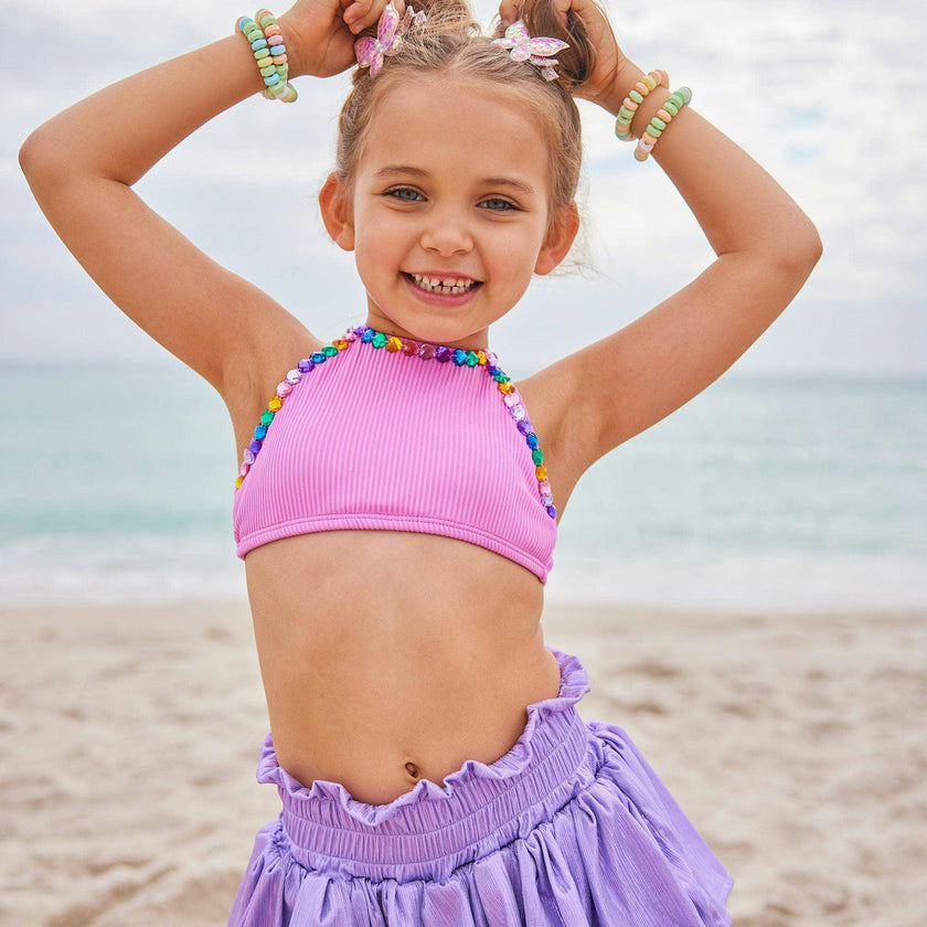 Heart Gem Trim Sleeveless Bikini