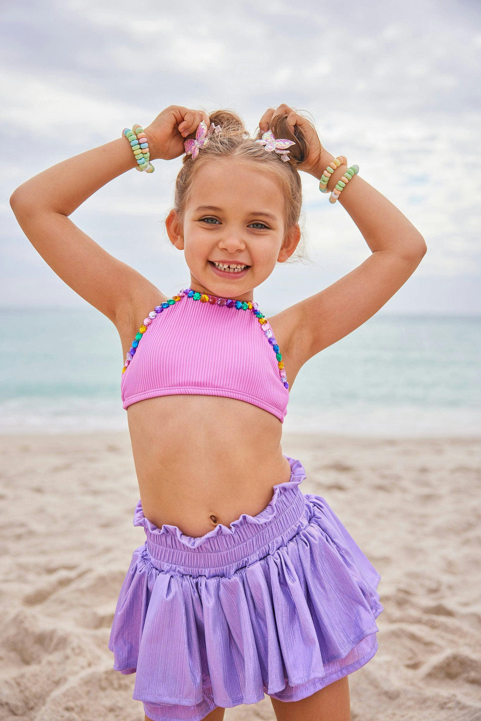 Heart Gem Trim Sleeveless Bikini
